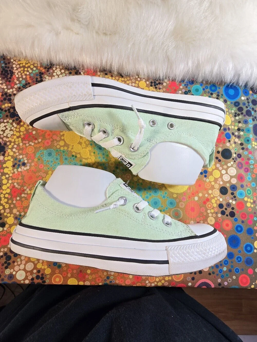 Converse All Star Women's Low Top Sneakers in Sage Green and White
